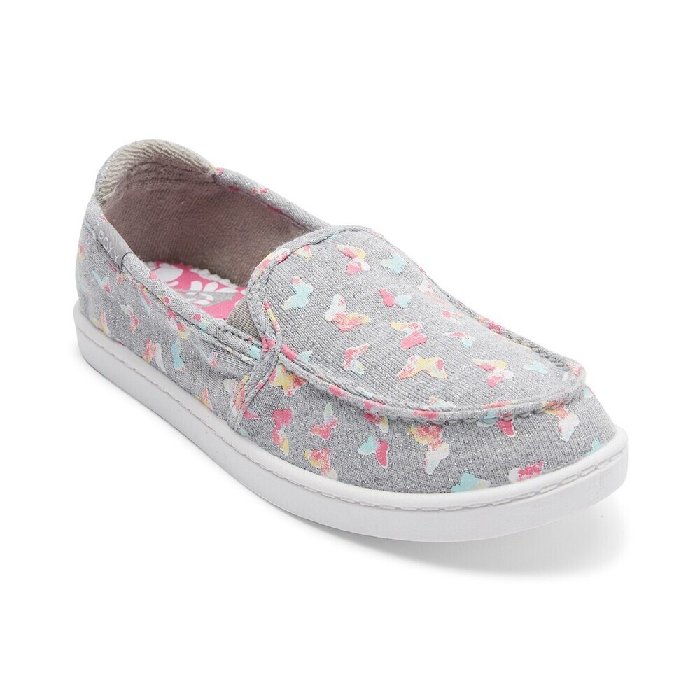 Roxy Minnow Sneaker Girls US 5 Gray Butterfly Print Slip On Casual Shoes JOBB075
